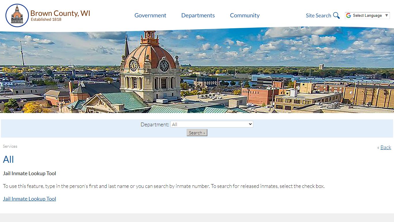 Brown County » Services » All » Jail Inmate Lookup Tool